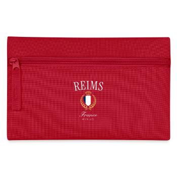 Reims Frankreich Wappen Krone – Reise Souvenir - Federtasche - Rot - Vorne