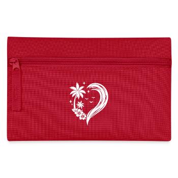Herz Palme Blumen Ozean Welle - Federtasche - Rot - Vorne