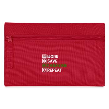 Work, Save, Caravan, Repeat - Camping Spruch - Federtasche - Rot - Vorne