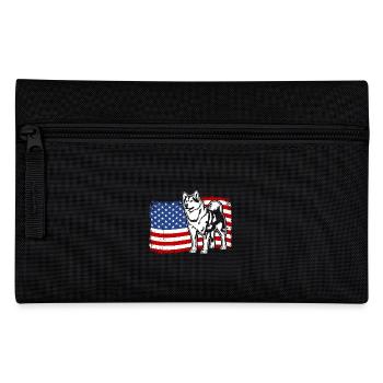 Alaskan Malamute US Amerika Fahne Hunde Wilsigns - Federtasche - Schwarz - Vorne