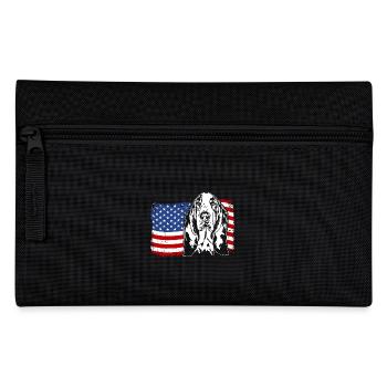 Basset Hound US Amerika Fahne Hunde Wilsigns - Federtasche - Schwarz - Vorne