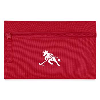 Cow Bull Hockey Player Silhouette Minimalist - Pencil Case - red - Front