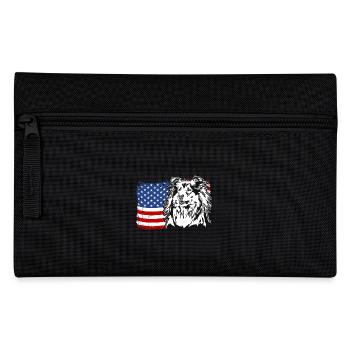 Long-haired Collie US America Flag Dogs Wilsigns - Pencil Case - black - Front