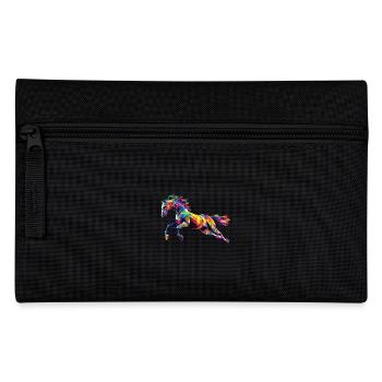 Colorful Horse Head Low Poly Logo Design - Pencil Case - black - Front