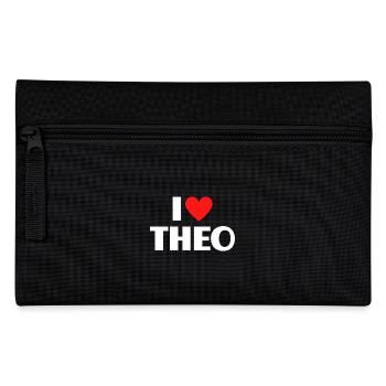 I love Theo Red Heart Love Fan Gift - Pencil Case - black - Front