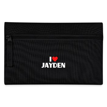 I Love Jayden Red Heart Love Fan Gift - Pencil Case - black - Front