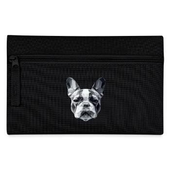 French Bulldog Low Poly Design - Pencil Case - black - Front