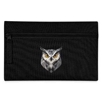 Low Poly Eule – modernes Design für Schlaue - Federtasche - Schwarz - Vorne