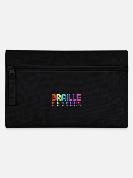 Blindenschrift Braille Blind - Federtasche - Schwarz