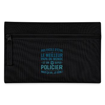 Super Papa Policier cadeau fête des pères Noël - Trousse - noir - Devant