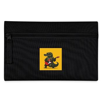 Cool crocodile with electric guitar and gold chain - Pencil Case - black - Front