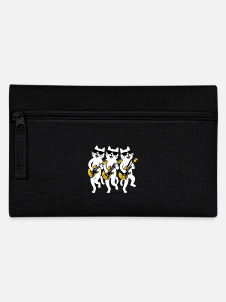 Cat Electric Guitar Sunglasses Guitarist - Pencil Case - black