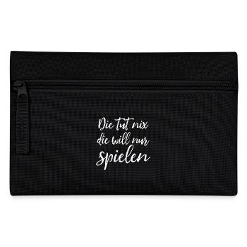 Die tut nix, die will nur spielen - Damen Spruch - Federtasche - Schwarz - Vorne