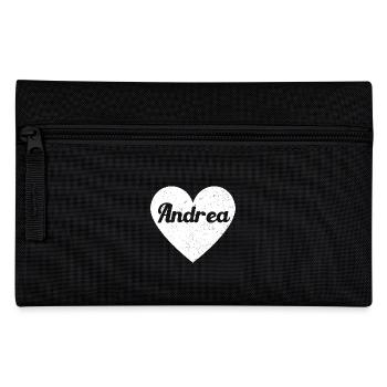 Andrea Name Big Heart Love Graphic Gift - Pencil Case - black - Front