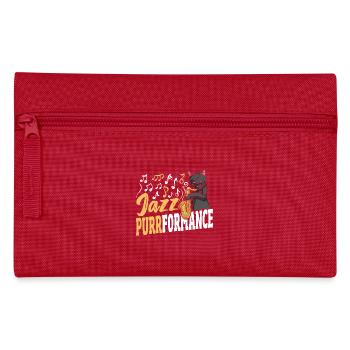 Lustige Katze spielt Saxophon, Sonnenbrille, - Federtasche - Rot - Vorne