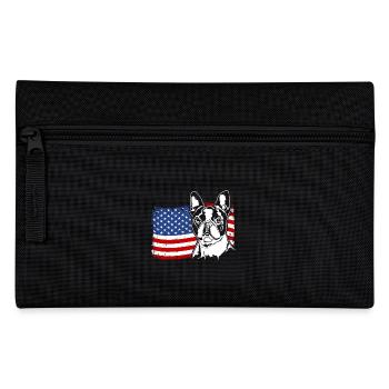 Boston Terrier US Amerika Fahne Hunde Wilsigns - Federtasche - Schwarz - Vorne