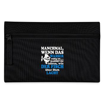 Angeln Fisch lacht - Federtasche - Schwarz - Vorne