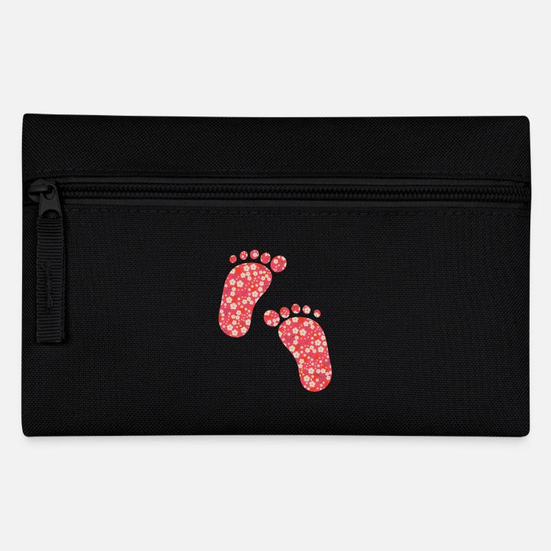 red liberty footprints - Pencil Case - black