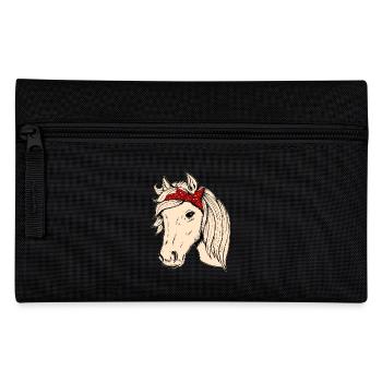Tête de cheval avec chiffon cavalier cavalier cadeau cheval - Trousse - noir - Devant