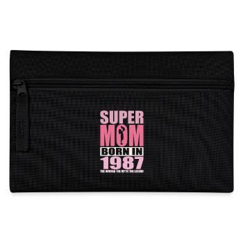 Mama Geburtstag 1987 | Super Mom - Federtasche - Schwarz - Vorne