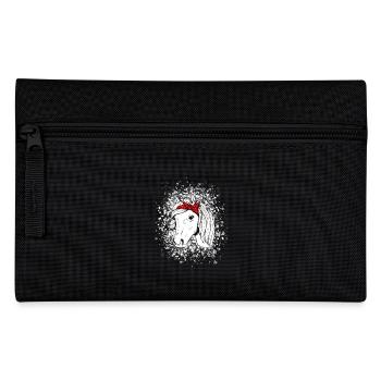 Pferd mit Schneeflocken - Federtasche - Schwarz - Vorne