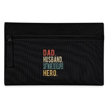 Software Developer Papa Husband Hero - Pencil Case - black - Front