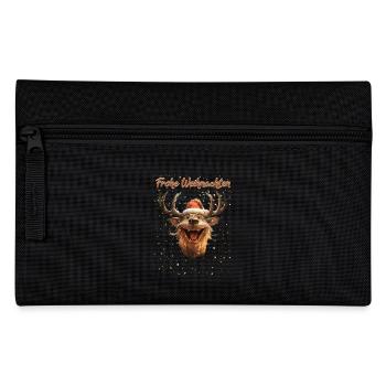 Weihnachtsmotiv Rentier - Weihnachtsoutfit lustig - Federtasche - Schwarz - Vorne