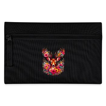 Deer decorated with flower flowers - Pencil Case - black - Front