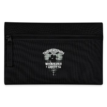Drumset silhouette with reflection funny saying - Pencil Case - black - Front