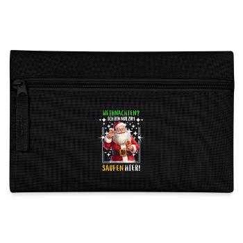 Weihnachtsmann Bier Saufen Alkohol Weihnachten - Federtasche - Schwarz - Vorne