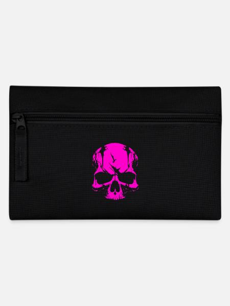 Pinker Skull Totenkopf - Federtasche - Schwarz