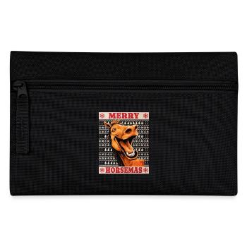 Pferd Weihnachten Lustig Witzig Xmas Weihnachtlich - Federtasche - Schwarz - Vorne