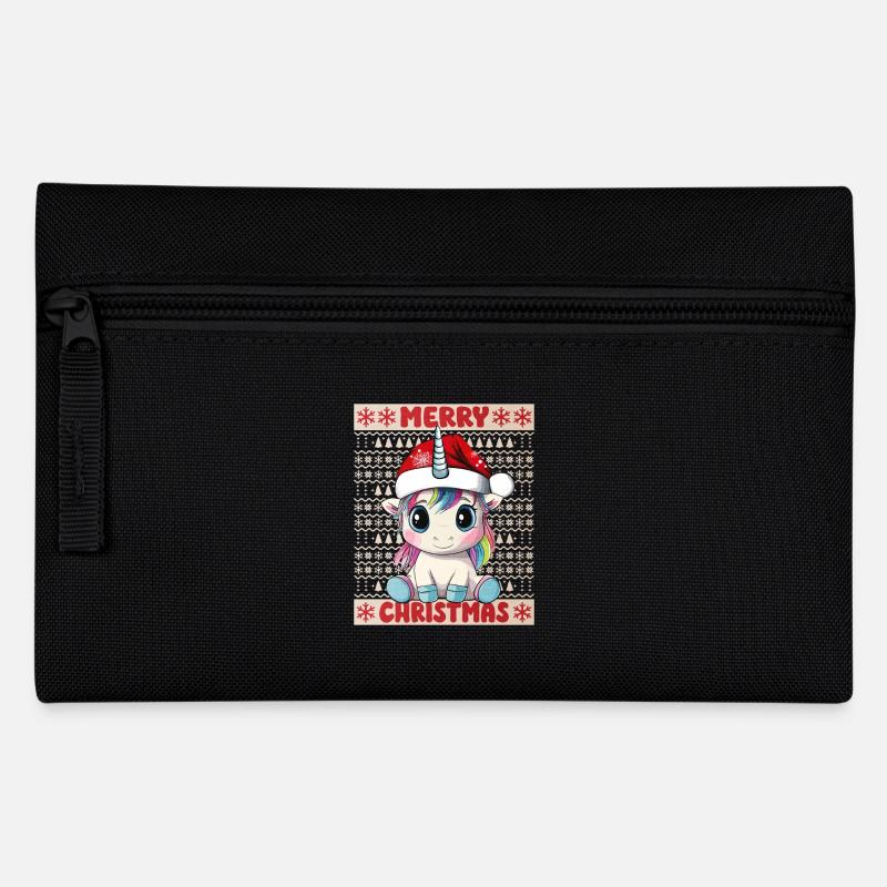 Einhorn Ugly Christmas Weihnachten Süß Niedlich - Federtasche - Schwarz