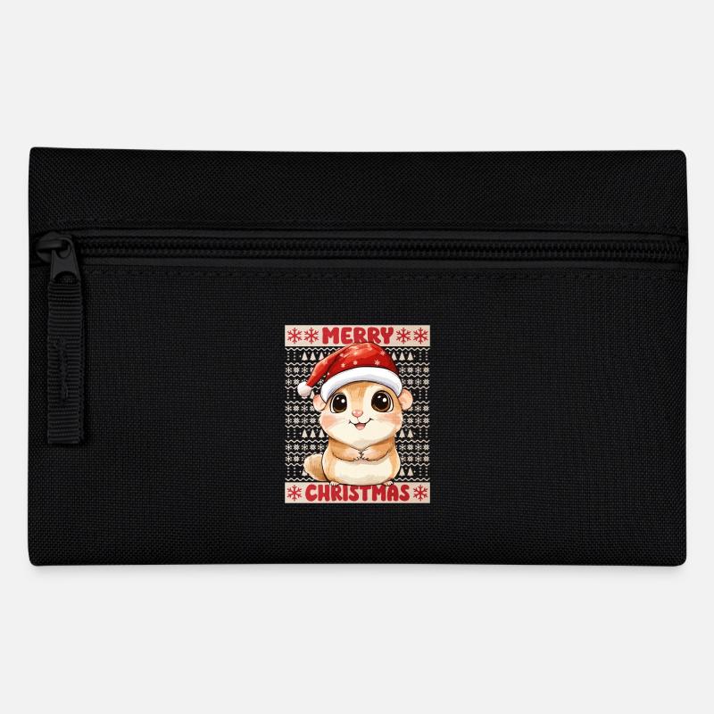 Hamster Ugly Christmas Weihnachten Xmas Süß - Federtasche - Schwarz