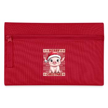 Pig Sow Christmas Cute Cute Christmassy - Pencil Case - red - Front