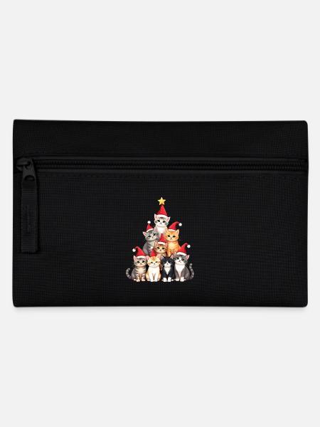 Weihnachtsbaum, Christmas, Katzen, Weihnachten - Federtasche - Schwarz