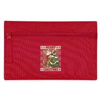 Katze Weihnachtsbaum Weihnachten Xmas Süß Lustig - Federtasche - Rot - Vorne