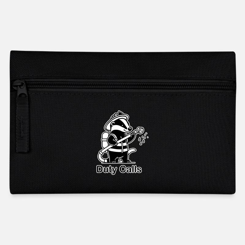 Firefighter badger - "Duty Calls" Design - Pencil Case - black