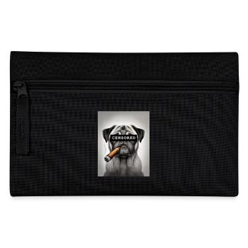 Censored Pug with Cigar - Pencil Case - black - Front