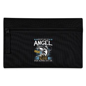 Angeln Angel Fischer Geschenk Angelrute Angler - Federtasche - Schwarz - Vorne