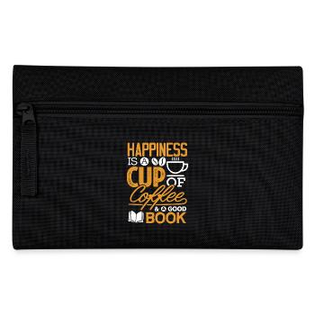 Happiness is A Cup of Coffee And A Good Book - Pencil Case - black - Front