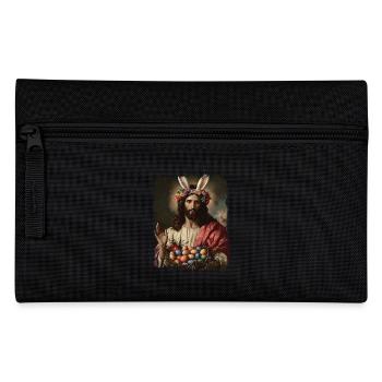 Jesus Christ at Easter with Easter eggs - Pencil Case - black - Front