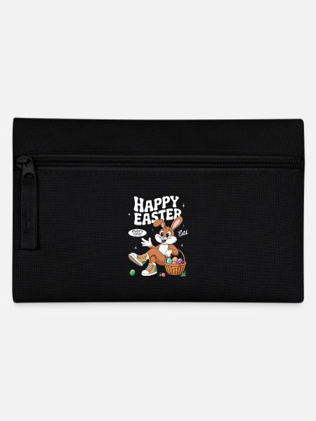 Frohe Ostern Osterhase Vintage - Federtasche - Schwarz