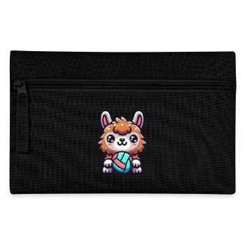 Niedliches Lama Mit Volleyball Illustration - Federtasche - Schwarz - Vorne