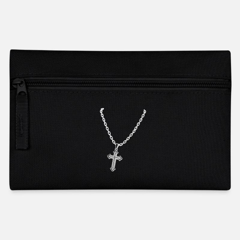 Necklace with cross - Pencil Case - black