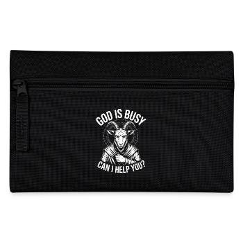 God is busy! Atheism Satanism - Pencil Case - black - Front