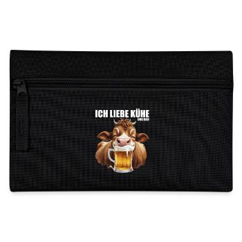 trinkende Kuh mit Bier Ich liebe Kühe und Bier  - Federtasche - Schwarz - Vorne