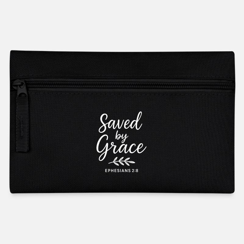 Saved by Grace Ephesian Scripture - Pencil Case - black