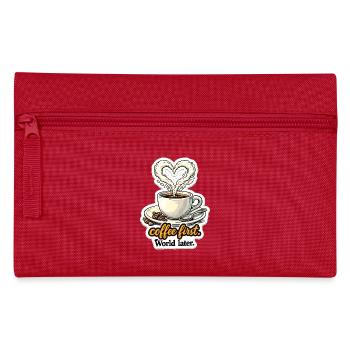 Kaffee zuerst Herz-Design - Federtasche - Rot - Vorne