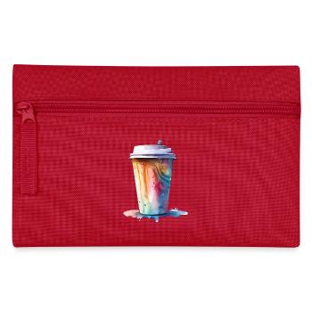 Cappuccino Kaffee Becher Kunst - Federtasche - Rot - Vorne
